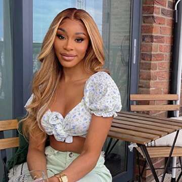 Ali Pearl AliPearl Wig #27 Body Wave 5x5 HD Lace Front Closure Wigs Human Hair Honey Blonde Transparent Glueless Lace Front Wigs Human Hair Wigs For Black Woman 180% Density Hair (22 Inch)