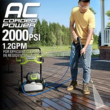 Greenworks 2000 PSI Electric Pressure Washer for Easy Cleaning