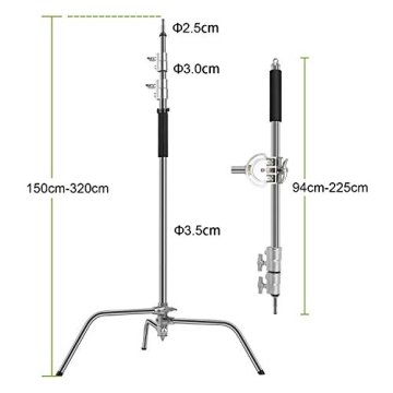 GVM Photography C Stand with Boom Arm - 10ft Adjustable