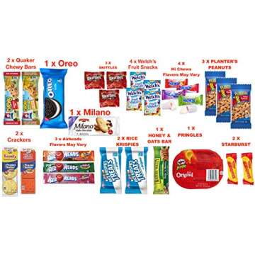 Ultimate Snacks Care Package Comes in Beautiful Gift Box- (40 count) Bulk Variety Sampler, Chips, Cookies, Bars, Candies, Nuts,, Great For Christmas, Office Meetings , Friends & Family, Military, College Students, New Year