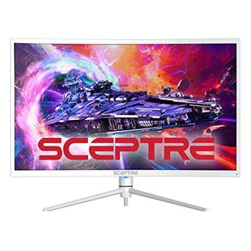 Sceptre 27" Curved Nebula White QHD 2K Monitor 2560 x 1440p up to 165Hz 1ms HDR1000 99% sRGB Ambient Light Sensor Luminous Backcover Lights Height Adjustable Build-in Speakers (C275B-QWN168W)