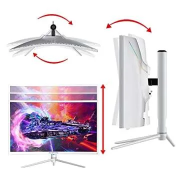 Sceptre 27" Curved Nebula White QHD 2K Monitor 2560 x 1440p up to 165Hz 1ms HDR1000 99% sRGB Ambient Light Sensor Luminous Backcover Lights Height Adjustable Build-in Speakers (C275B-QWN168W)