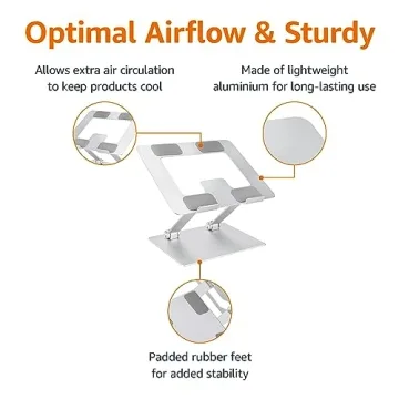 Ergonomic Laptop Stand by Amazon Basics - Adjustable & Portable