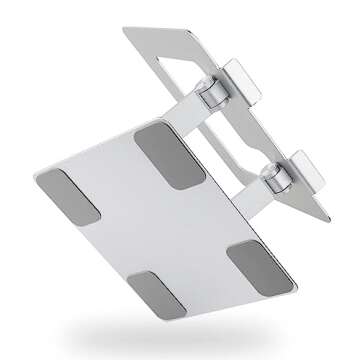 Amazon Basics Ergonomic and Foldable Laptop Stand for Desk, Adjustable Riser, Fits all Laptops and Notebooks up to 17.3 Inch, 10 x 8.7 x 6 in, Silver