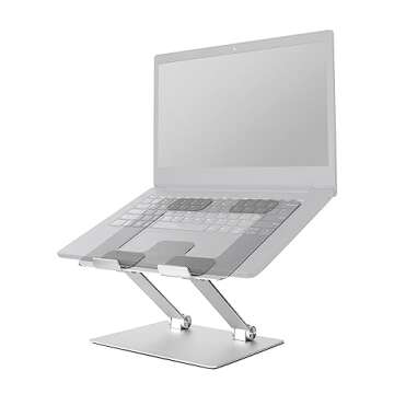 Amazon Basics Ergonomic and Foldable Laptop Stand for Desk, Adjustable Riser, Fits all Laptops and Notebooks up to 17.3 Inch, 10 x 8.7 x 6 in, Silver