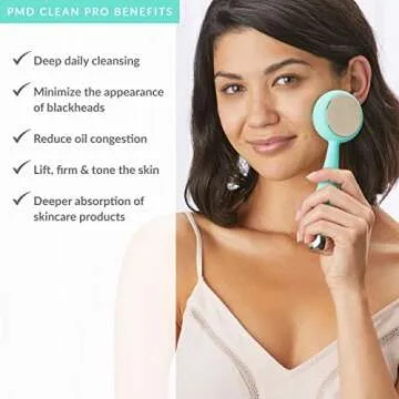 PMD Clean Pro - Smart Facial Cleansing Device with Silicone Brush & ActiveWarmth Anti-Aging Massager...