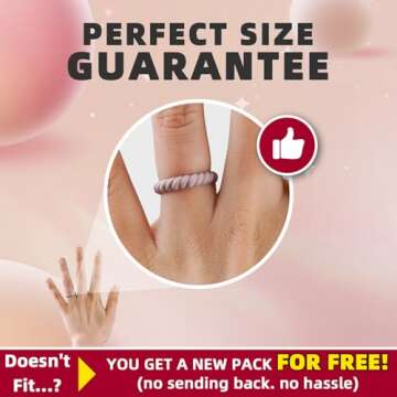 Egnaro Silicone Wedding Ring for Women,Seamless Thin and Stackble Braided Rubber Wedding Bands Rubbe...