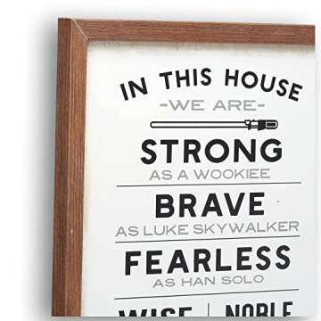 Open Road Brands Disney Star Wars In This House Family Rules Wood Wall Decor - Large Star Wars Wall Art for Living Room, Movie Room or Man Cave