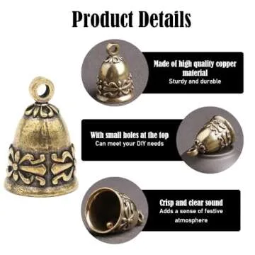 8 Pcs Retro Pattern Bells Metal Brass Hanging Bells Vintage Pendant Copper Bell for Home Decorations Crafts Ornaments Pendants for Keychain Christmas