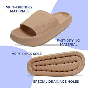 Cloud Slides For Women And Men - Comfy Non Slip Indoors Slippers For Shower Spa Pool College Outdoors Slides - Soft And Cozy Open Toe House Sandals Thick Soles