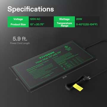 VIVOSUN Durable Waterproof Seedling Heat Mat for Indoor Gardening