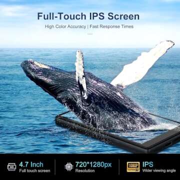 80GB MP3 Player with Spotify Kids, 4.7" MP3 & MP4 Player with Bluetooth and WiFi,Audible,Browser,Amazon Music,Portable Music Player Up to 512GB,2500mAh Rechargeable Battery,Touch Screen, Black