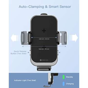 ZEEHOO 15W Adjustable Wireless Car Charger for Fast Charging