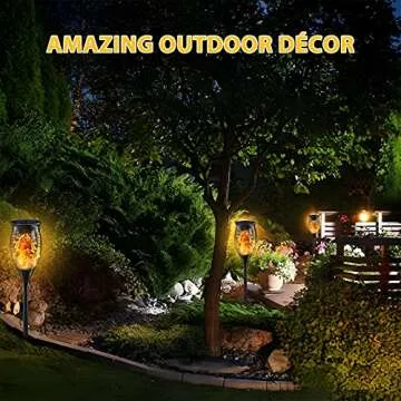 Solar Tiki Torch Lights with Flickering Flames - 12 Pack