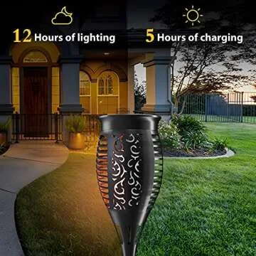 Solar Tiki Torch Lights with Flickering Flames - 12 Pack