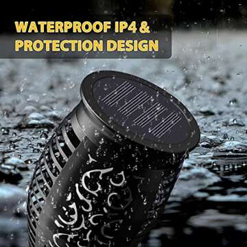 Solar Tiki Torch Lights with Flickering Flames for Garden, Torch Stake Light Outdoor Decorative, Waterproof Landscape Flame Lights with Auto On/Off for Garden Party Pathway (12 Pack Yellow, 12 LEDs)