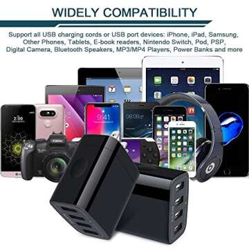 Wall Charger, USB Charger Adapter, AILKIN 4.8A 4Multi Port Fast Charging Station Power Base Block Plug Cube Brick for iPhone 15 14 SE 13 12 11Pro Max/XR/XS/8Plus, Samsung A14/A13/S23/S22 Kindle Plug