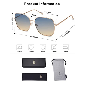 SOJOS Trendy Oversized Metal Frame Sunglasses for All
