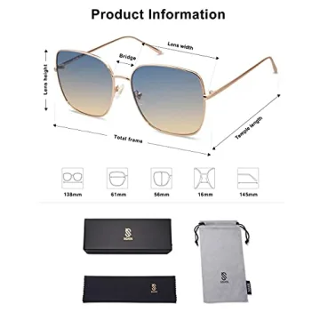 SOJOS Trendy Oversized Metal Frame Sunglasses for All