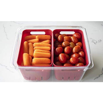 Stackable BPA-Free Twin Colander Bin for Fresh Produce Storage