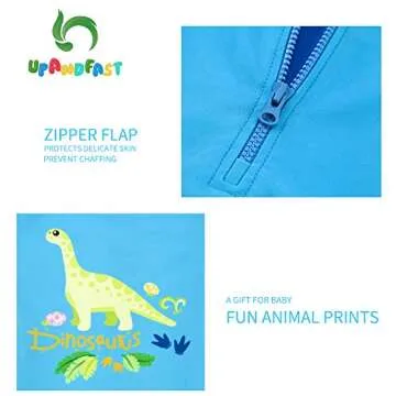 upandfast Baby/Toddler One Piece Zip Sunsuits with Sun Hat UPF 50+ Sun Protection Infant Beach Swimsuit (Blue(LS), 12-18 Months)