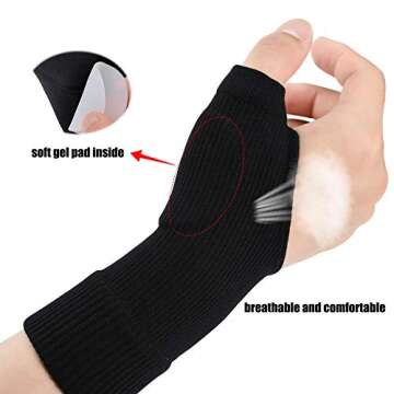 YHOUMEW Wrist Thumb Compression Arthritis Gloves(1 Pair),Breathable Wrist Support Brace Fingerless G...