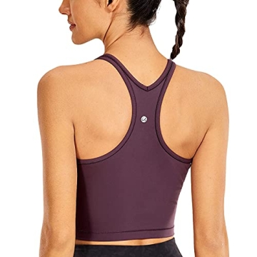 CRZ YOGA Women's Racerback Longline Sports Bra - Comfortable Crop Top for Workouts