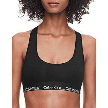 Calvin Klein Modern Cotton Unlined Wireless Bralette, Black Waistband, Large