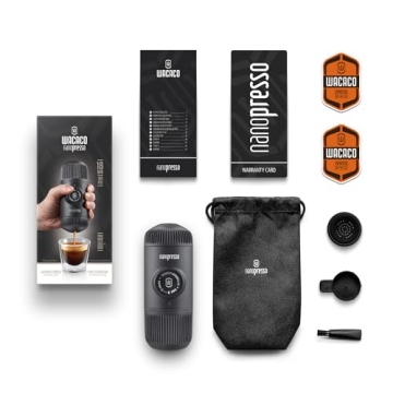 WACACO Nanopresso Portable Espresso Maker, Upgrade Version of Minipresso, 18 Bar Pressure, Small Travel Coffee Maker, Manually Operated. Perfect for Kitchen and Office