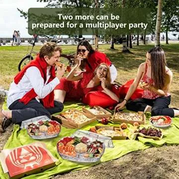 INNOVATIVE LIFE Appetizer Serving Tray on Ice, 15 Inch Party Platter with 4 Ice Cube Tray, Kitchen Chilled Food Bowl with Compartment and Lids for Shrimp, Fruits, Vegetables, Salads, Sushi, Clear