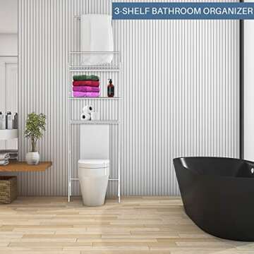 J&V TEXTILES 3-Shelf Bathroom Organizer Over The Toilet, Bathroom Spacesaver (Oil Rub Bronze)