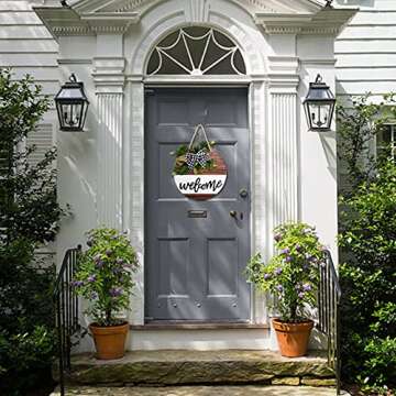 Welcome Sign for Farmhouse Decor, Rustic Hanging Decor
