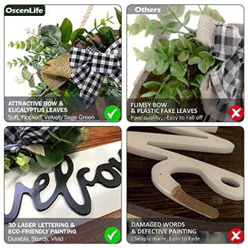 Welcome Sign for Farmhouse Decor, Rustic Hanging Decor