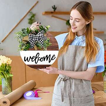 Welcome Sign for Farmhouse Decor, Rustic Hanging Decor