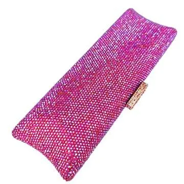 Boutique De FGG Long Evening Bags and Clutches for Women Formal Party Rhinestone Handbags Wedding Crystal Clutch Bag, Mini, Fuchsia