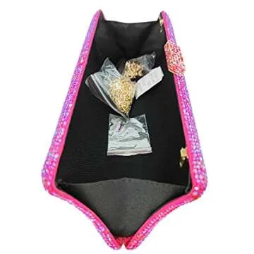 Boutique De FGG Long Evening Bags and Clutches for Women Formal Party Rhinestone Handbags Wedding Crystal Clutch Bag, Mini, Fuchsia