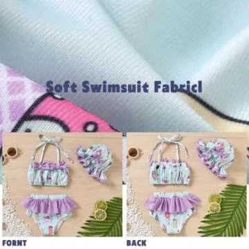 Aalizzwell Baby Girls Bikini Set Infant Bathing Suit Swimwear Swimsuit Swimming Beach Wear with Hat Ice Cream 3 0-6 Months