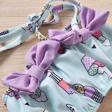 Aalizzwell Baby Girls Bikini Set Infant Bathing Suit Swimwear Swimsuit Swimming Beach Wear with Hat Ice Cream 3 0-6 Months