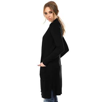 CIELO Women's Long Sleeve Sweater Duster Cardigan – Perfect Layering Essential in Black for All Oc...