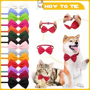 Cinderella 120 Pcs Adjustable Dog Bow Ties for Pet Style