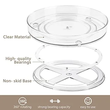 Empaxum Lazy Susan Clear Plastic Organizer Set for Home