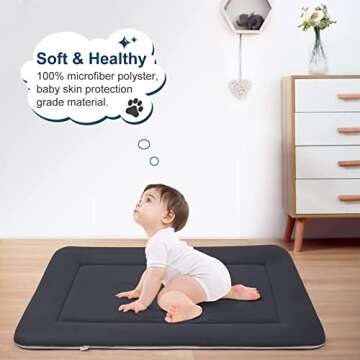 Hero Dog Large Dog Bed Crate Pad Mat Cute Paw Pet Beds for Dogs, 42-Inch Washable Dog Sleeping Mattress Kennel Pad with Anti Slip Bottom, Dark Grey L