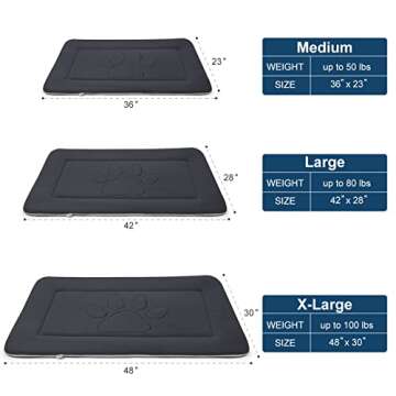 Hero Dog Large Dog Bed Crate Pad Mat Cute Paw Pet Beds for Dogs, 42-Inch Washable Dog Sleeping Mattress Kennel Pad with Anti Slip Bottom, Dark Grey L