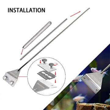 HOTOOLME Aquarium Scraper, 25.6" Stainless Steel Scraper Cleaning Razor with 10 Blades for Glass Aqu...