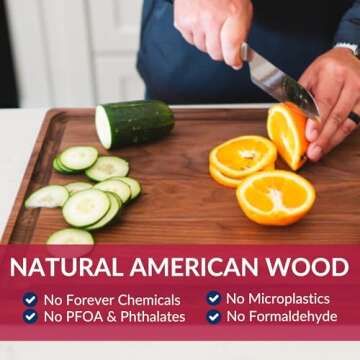 Made in USA Walnut Cutting Board by Virginia Boys Kitchens - Butcher Block made from Sustainable Hardwood (8x12)