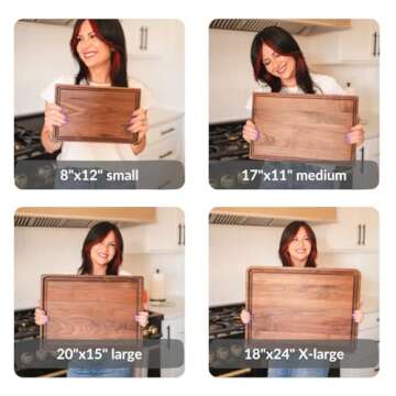 Made in USA Walnut Cutting Board by Virginia Boys Kitchens - Butcher Block made from Sustainable Hardwood (8x12)