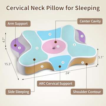 HOBEST Cervical Neck Pillow - Ergonomic Neck Pillow for Pain Relief, Cooling Memory Foam Pillows for Sleeping, Neck Support Pillow for Side, Back & Stomach Sleeper (White)