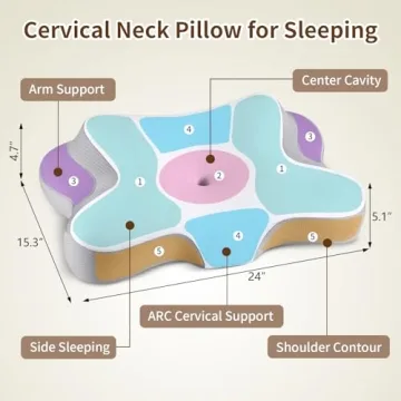 HOBEST Cervical Neck Pillow - Ergonomic Neck Pillow for Pain Relief, Cooling Memory Foam Pillows for Sleeping, Neck Support Pillow for Side, Back & Stomach Sleeper (White)