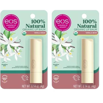 eos 100% Natural & Organic Lip Balm Stick- Vanilla Bean | Dermatologist Recommended for Sensitive Sk...