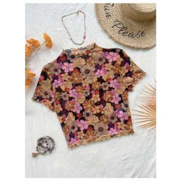 Stylish Verdusa Women's Floral Mesh T-Shirt for Summer